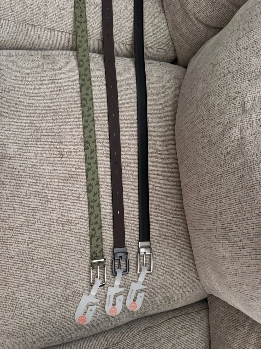 Three boy Casual Belts - Olive Camo, Dark Brown, Black